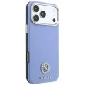 Калъф за iPhone 18 Pro Max / iPhone 17 Pro Max - Grained Leather Round Strass Logo MagSafe (GUHMP18X6PSRMDEB) - Guess - Светло син