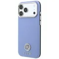 Калъф за iPhone 18 Pro Max / iPhone 17 Pro Max - Grained Leather Round Strass Logo MagSafe (GUHMP18X6PSRMDEB) - Guess - Светло син