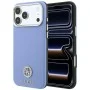 Калъф за iPhone 18 Pro Max / iPhone 17 Pro Max - Grained Leather Round Strass Logo MagSafe (GUHMP18X6PSRMDEB) - Guess - Светло син