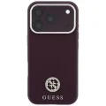 Калъф за iPhone 18 Pro Max / iPhone 17 Pro Max - Grained Leather Round Strass Logo MagSafe (GUHMP18X6PSRMDEU) - Guess - Бордо