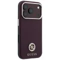 Калъф за iPhone 18 Pro Max / iPhone 17 Pro Max - Grained Leather Round Strass Logo MagSafe (GUHMP18X6PSRMDEU) - Guess - Бордо