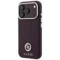 Калъф за iPhone 18 Pro Max / iPhone 17 Pro Max - Grained Leather Round Strass Logo MagSafe (GUHMP18X6PSRMDEU) - Guess - Бордо