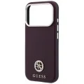 Калъф за iPhone 18 Pro Max / iPhone 17 Pro Max - Grained Leather Round Strass Logo MagSafe (GUHMP18X6PSRMDEU) - Guess - Бордо