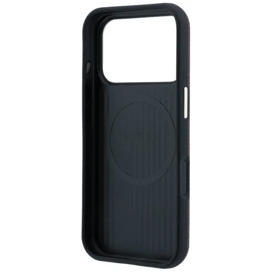 Калъф за iPhone 18 Pro Max / iPhone 17 Pro Max - Grained Leather Round Strass Logo MagSafe (GUHMP18X6PSRMDEU) - Guess - Бордо