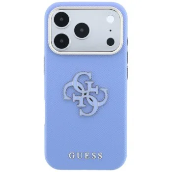 Калъф за iPhone 18 Pro Max / iPhone 17 Pro Max - Grained Leather and Big Resin Logo (GUHCP18X6PSS4RGB) - Guess - Светло син