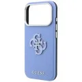 Калъф за iPhone 18 Pro Max / iPhone 17 Pro Max - Grained Leather and Big Resin Logo (GUHCP18X6PSS4RGB) - Guess - Светло син