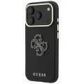 Калъф за iPhone 18 Pro Max / iPhone 17 Pro Max - Grained Leather and Big Resin Logo (GUHCP18X6PSS4RGK) - Guess - Черен