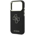 Калъф за iPhone 18 Pro Max / iPhone 17 Pro Max - Grained Leather and Big Resin Logo (GUHCP18X6PSS4RGK) - Guess - Черен