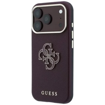 Калъф за iPhone 18 Pro Max / iPhone 17 Pro Max - Grained Leather and Big Resin Logo (GUHCP18X6PSS4RGU) - Guess - Бордо