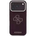 Калъф за iPhone 18 Pro Max / iPhone 17 Pro Max - Grained Leather and Big Resin Logo (GUHCP18X6PSS4RGU) - Guess - Бордо