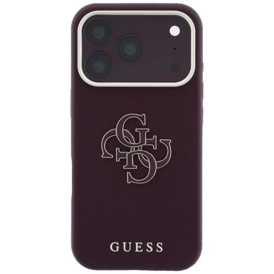 Калъф за iPhone 18 Pro Max / iPhone 17 Pro Max - Grained Leather and Big Resin Logo (GUHCP18X6PSS4RGU) - Guess - Бордо
