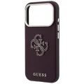 Калъф за iPhone 18 Pro Max / iPhone 17 Pro Max - Grained Leather and Big Resin Logo (GUHCP18X6PSS4RGU) - Guess - Бордо