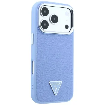 Калъф за iPhone 18 Pro Max / iPhone 17 Pro Max - Grained Triangle Logo MagSafe (GUHMP18XPGSMTLSB) - Guess - Светло син