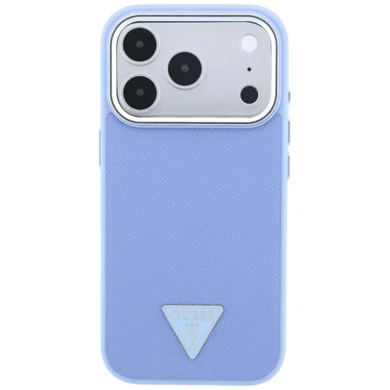 Калъф за iPhone 18 Pro Max / iPhone 17 Pro Max - Grained Triangle Logo MagSafe (GUHMP18XPGSMTLSB) - Guess - Светло син