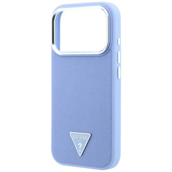 Калъф за iPhone 18 Pro Max / iPhone 17 Pro Max - Grained Triangle Logo MagSafe (GUHMP18XPGSMTLSB) - Guess - Светло син