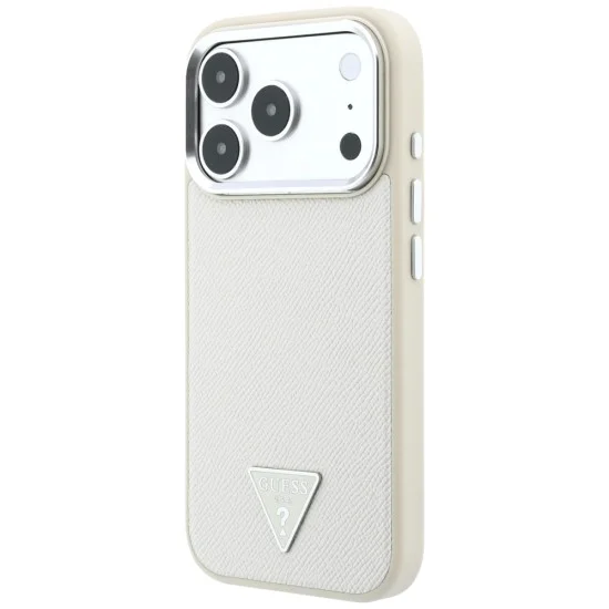 Калъф за iPhone 18 Pro Max / iPhone 17 Pro Max - Grained Triangle Logo MagSafe (GUHMP18XPGSMTLSE) - Guess - Бежов