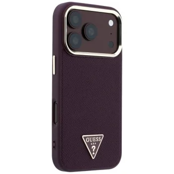 Калъф за iPhone 18 Pro Max / iPhone 17 Pro Max - Grained Triangle Logo MagSafe (GUHMP18XPGSMTLSU) - Guess - Бордо