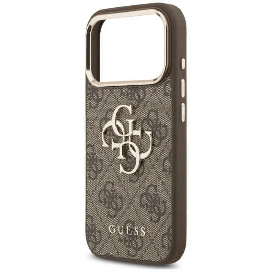 Калъф за iPhone 18 Pro Max / iPhone 17 Pro Max - Hardcase 4G Classic Logo with Strap (GUHCP18XP4GMGSCW) - Guess - Кафяв