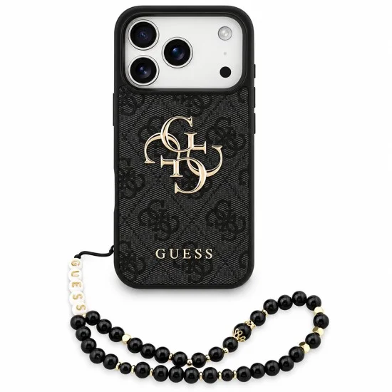 Калъф за iPhone 18 Pro Max / iPhone 17 Pro Max - Hardcase 4G Classic Logo with Strap (GUHCP18XP4GMGSK) - Guess - Черен