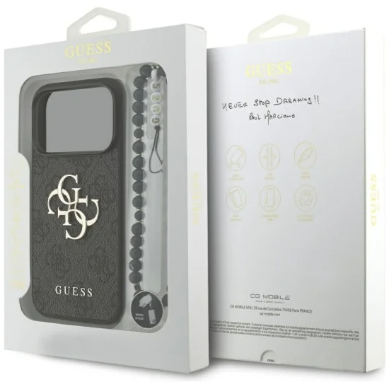 Калъф за iPhone 18 Pro Max / iPhone 17 Pro Max - Hardcase 4G Classic Logo with Strap (GUHCP18XP4GMGSK) - Guess - Черен