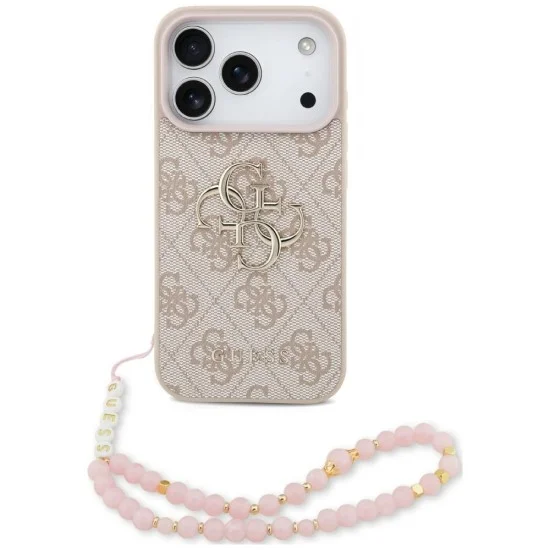 Калъф за iPhone 18 Pro Max / iPhone 17 Pro Max - Hardcase 4G Classic Logo with Strap (GUHCP18XP4GMGSP) - Guess - Розов