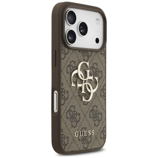Калъф за iPhone 18 Pro Max / iPhone 17 Pro Max - Hardcase 4G Classic Logo with Strap (GUHCP18XP4GMGSW) - Guess - Кафяв
