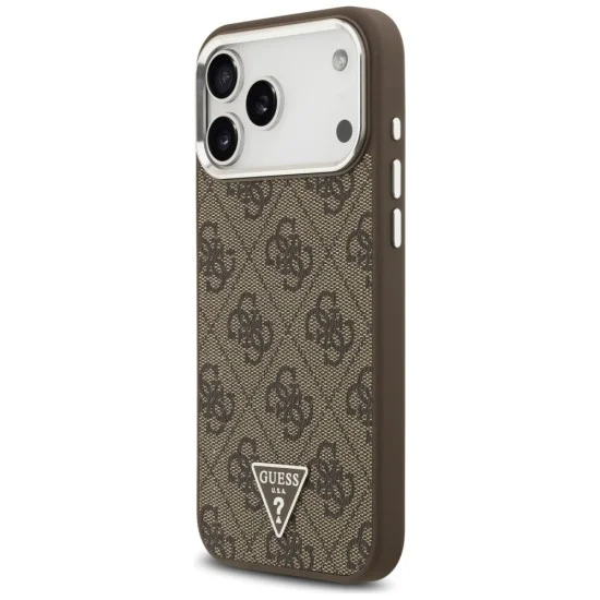 Калъф за iPhone 18 Pro Max / iPhone 17 Pro Max - Hardcase 4G Triangle Logo MagSafe (GUHMP18XP4TSRCMW) - Guess - Кафяв