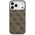 Калъф за iPhone 18 Pro Max / iPhone 17 Pro Max - Hardcase 4G Triangle Logo MagSafe (GUHMP18XP4TSRCMW) - Guess - Кафяв