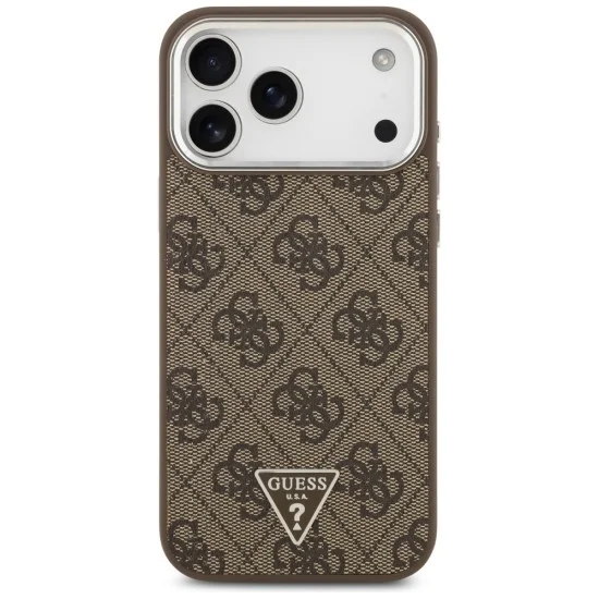 Калъф за iPhone 18 Pro Max / iPhone 17 Pro Max - Hardcase 4G Triangle Logo MagSafe (GUHMP18XP4TSRCMW) - Guess - Кафяв