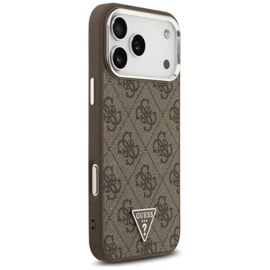 Калъф за iPhone 18 Pro Max / iPhone 17 Pro Max - Hardcase 4G Triangle Logo MagSafe (GUHMP18XP4TSRCMW) - Guess - Кафяв
