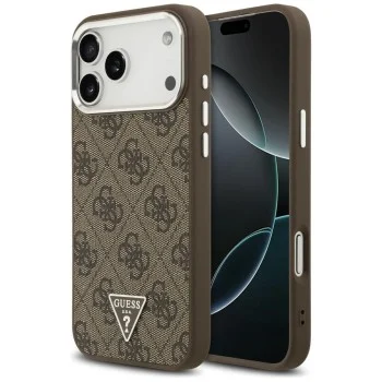 Калъф за iPhone 18 Pro Max / iPhone 17 Pro Max - Hardcase 4G Triangle Logo MagSafe (GUHMP18XP4TSRCMW) - Guess - Кафяв