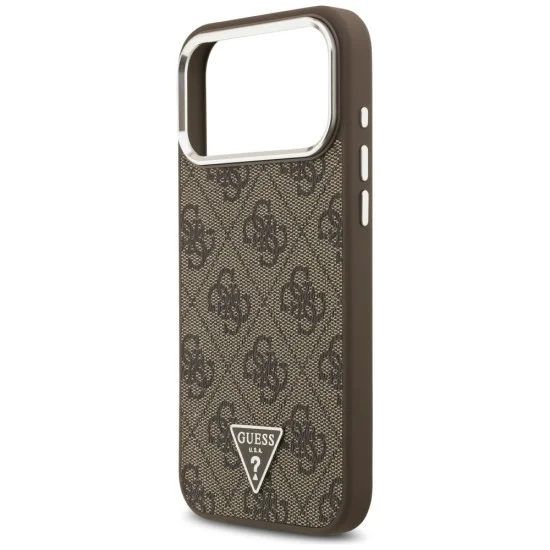 Калъф за iPhone 18 Pro Max / iPhone 17 Pro Max - Hardcase 4G Triangle Logo MagSafe (GUHMP18XP4TSRCMW) - Guess - Кафяв