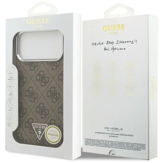 Калъф за iPhone 18 Pro Max / iPhone 17 Pro Max - Hardcase 4G Triangle Logo MagSafe (GUHMP18XP4TSRCMW) - Guess - Кафяв