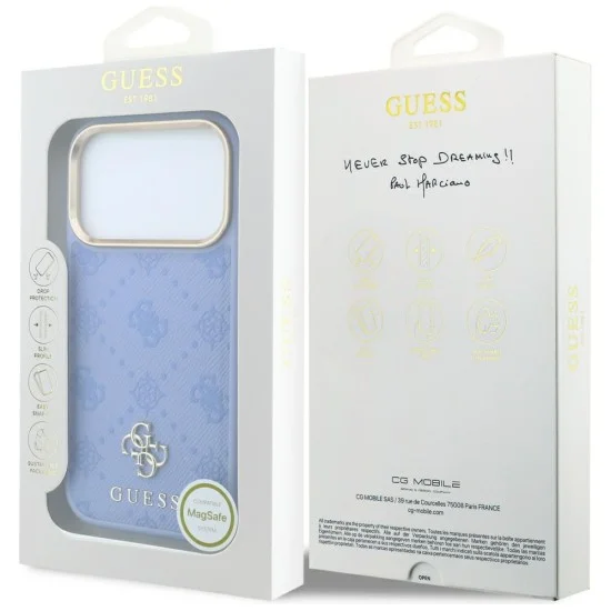 Калъф за iPhone 18 Pro Max / iPhone 17 Pro Max - Peony 4G Small Logo MagSafe (GUHMP18X6PGS4NPB) - Guess - Светло син