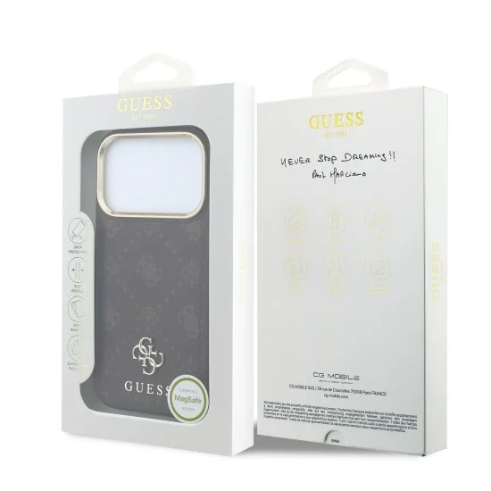 Калъф за iPhone 18 Pro Max / iPhone 17 Pro Max - Peony 4G Small Logo MagSafe (GUHMP18X6PGS4NPU) - Guess - Бордо