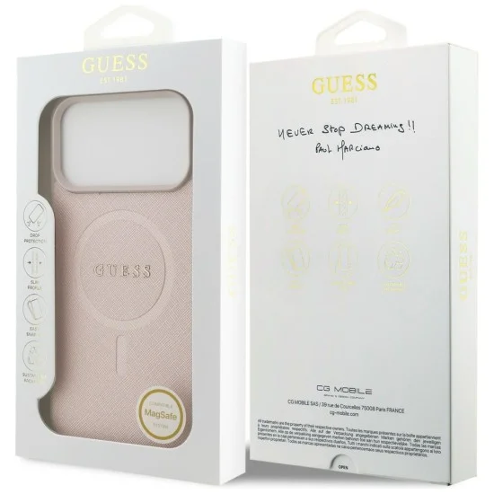 Калъф за iPhone 18 Pro Max / iPhone 17 Pro Max - Saffiano MagSafe (GUHMP18XPSAHMCP) - Guess - Розов