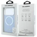 Калъф за iPhone 18 Pro Max / iPhone 17 Pro Max - Saffiano Ring Stand 360° Classic Logo (KLHMP18X6PSARSKMB) - Karl Lagerfeld - Светло син