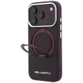 Калъф за iPhone 18 Pro Max / iPhone 17 Pro Max - Saffiano Ring Stand 360° Classic Logo (KLHMP18X6PSARSKMR) - Karl Lagerfeld - Бордо