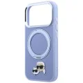 Калъф за iPhone 18 Pro Max / iPhone 17 Pro Max - Saffiano Ring Stand 360° KC Heads Pin (KLHMP18XPSRSKCHB) - Karl Lagerfeld - Светло син