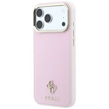 Калъф за iPhone 18 Pro Max / iPhone 17 Pro Max - Saffiano Small 4G Classic MagSafe (GUHMP18X6PSA4DMP) - Guess - Розов