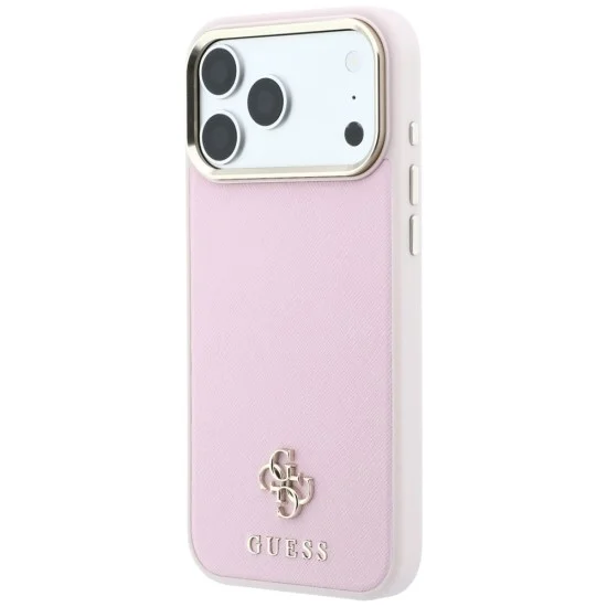 Калъф за iPhone 18 Pro Max / iPhone 17 Pro Max - Saffiano Small 4G Classic MagSafe (GUHMP18X6PSA4DMP) - Guess - Розов