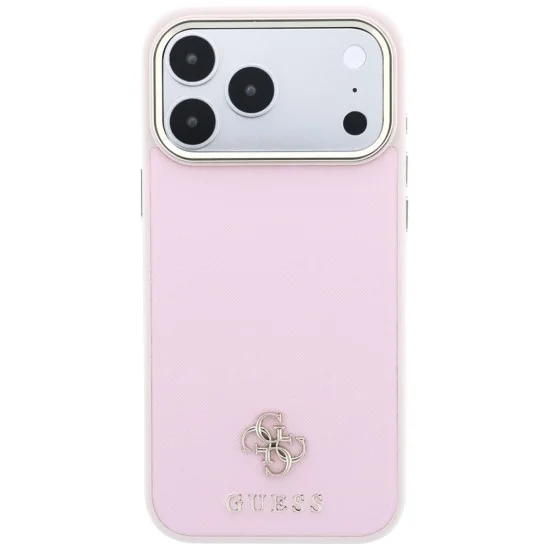Калъф за iPhone 18 Pro Max / iPhone 17 Pro Max - Saffiano Small 4G Classic MagSafe (GUHMP18X6PSA4DMP) - Guess - Розов