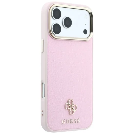 Калъф за iPhone 18 Pro Max / iPhone 17 Pro Max - Saffiano Small 4G Classic MagSafe (GUHMP18X6PSA4DMP) - Guess - Розов