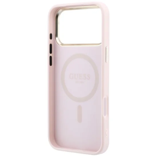 Калъф за iPhone 18 Pro Max / iPhone 17 Pro Max - Saffiano Small 4G Classic MagSafe (GUHMP18X6PSA4DMP) - Guess - Розов