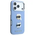 Калъф за iPhone 18 Pro Max / iPhone 17 Pro Max - Saffiano with K&C Heads Pins and Logo (KLHCP18XPSWFDHPB) - Karl Lagerfeld - Светло син