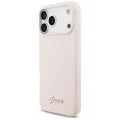 Калъф за iPhone 18 Pro Max / iPhone 17 Pro Max - Silicone Script Metal Logo MagSafe (GUHMP18XSMBSLP) - Guess - Розов