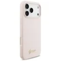 Калъф за iPhone 18 Pro Max / iPhone 17 Pro Max - Silicone Script Metal Logo MagSafe (GUHMP18XSMBSLP) - Guess - Розов