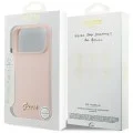 Калъф за iPhone 18 Pro Max / iPhone 17 Pro Max - Silicone Script Metal Logo MagSafe (GUHMP18XSMBSLP) - Guess - Розов