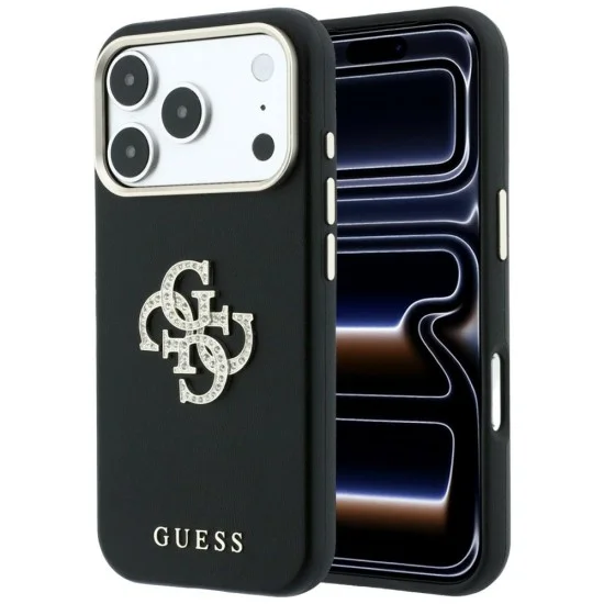 Калъф за iPhone 18 Pro Max / iPhone 17 Pro Max - Smooth Big Strass Logo (GUHCP18X6PWGSPDK) - Guess - Черен