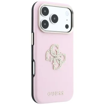 Калъф за iPhone 18 Pro Max / iPhone 17 Pro Max - Smooth Big Strass Logo (GUHCP18X6PWGSPDP) - Guess - Розов